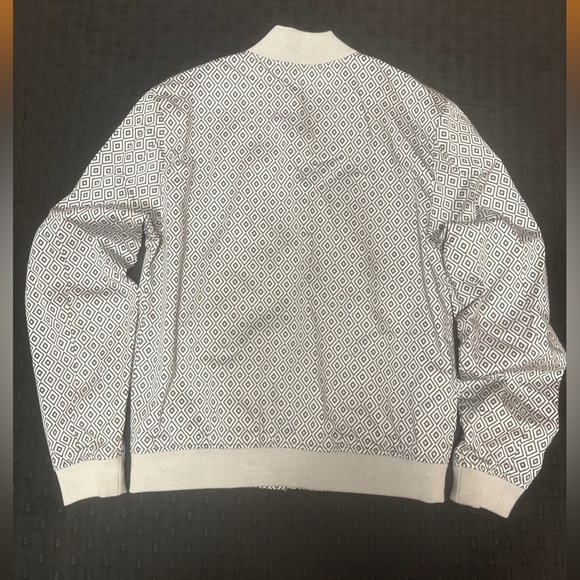 JF J. Ferrar Geometric Diamond Zip-Front Bomber Jacket - White & Black - Picture 6 of 6